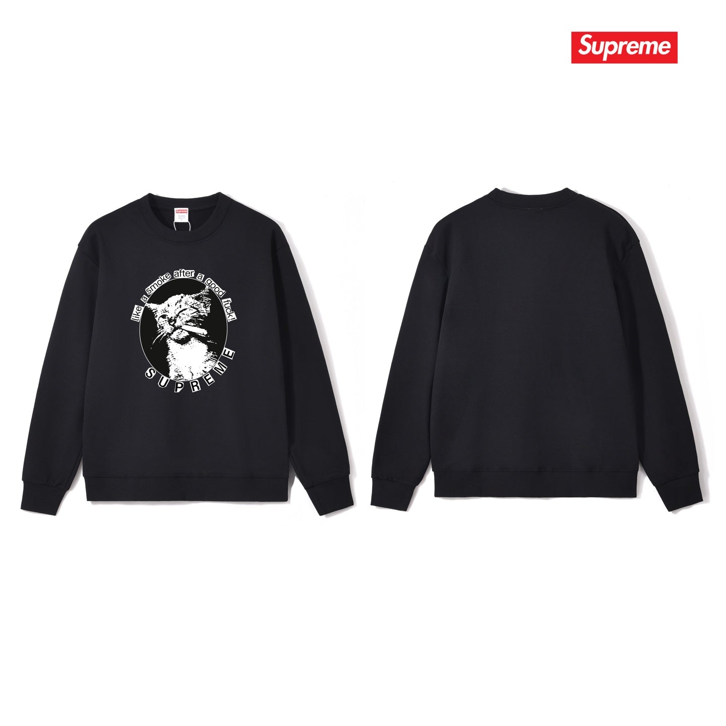 Kitten Graphic Crew Neck Sweatshirt