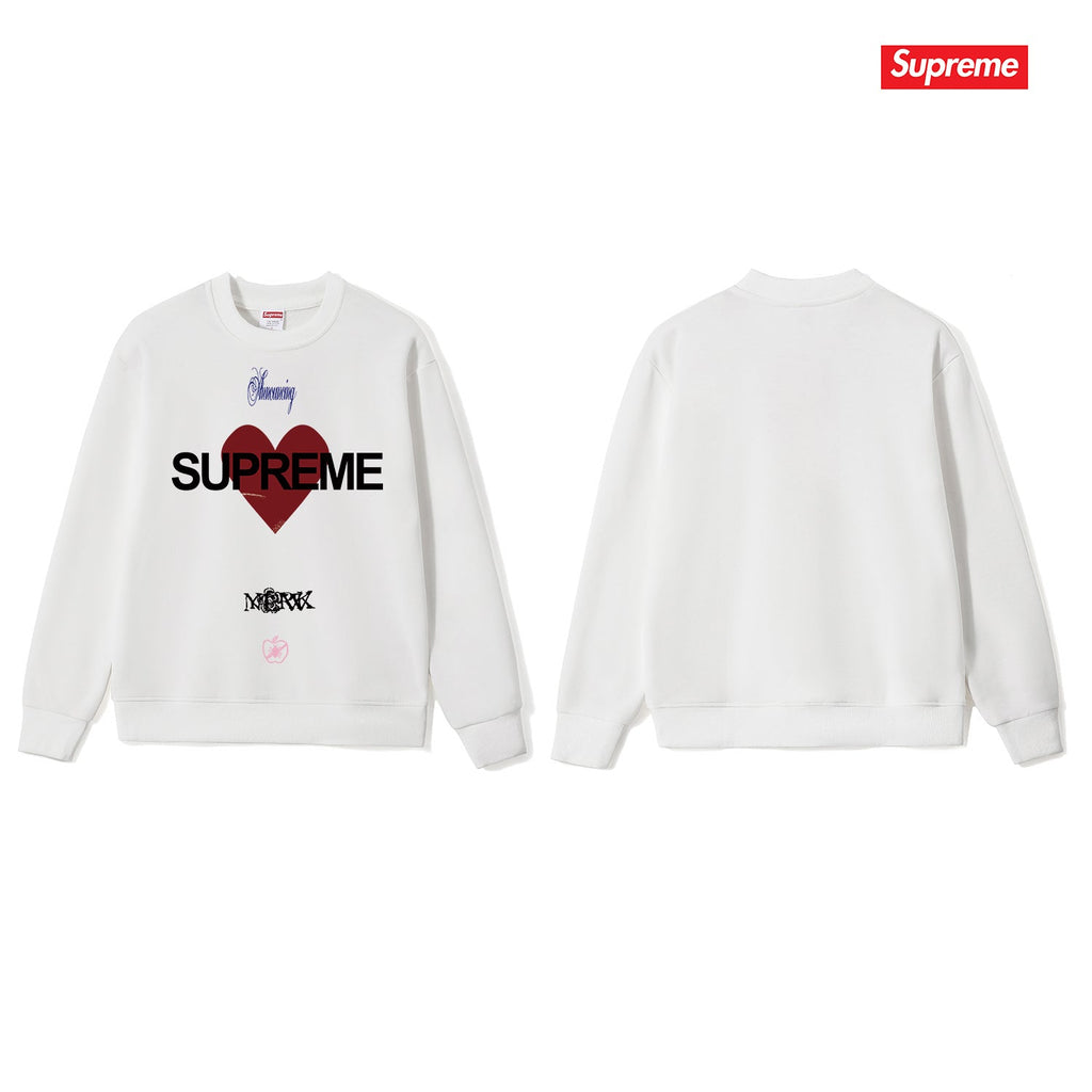Heart Print Crew Neck Sweatshirt