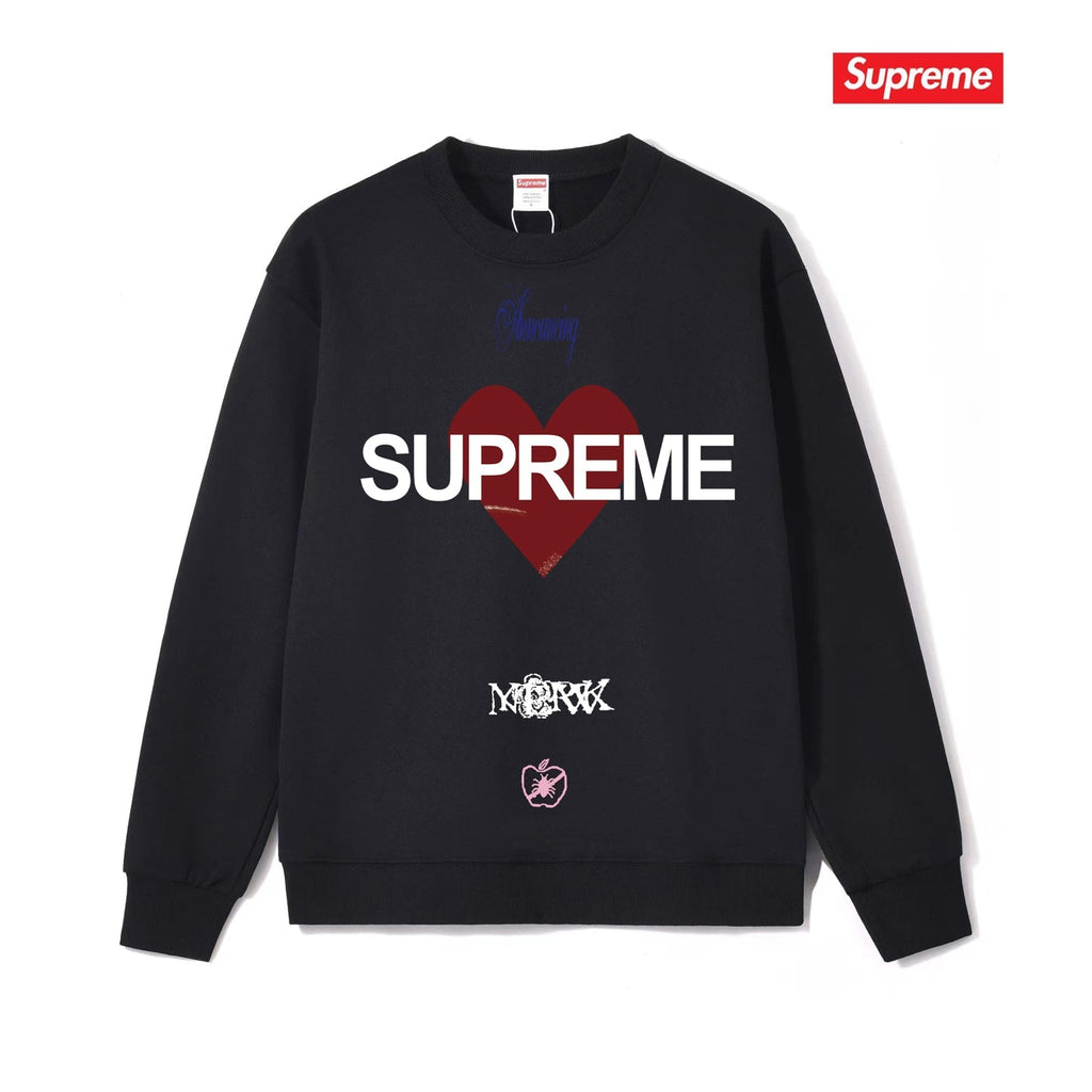Heart Print Crew Neck Sweatshirt