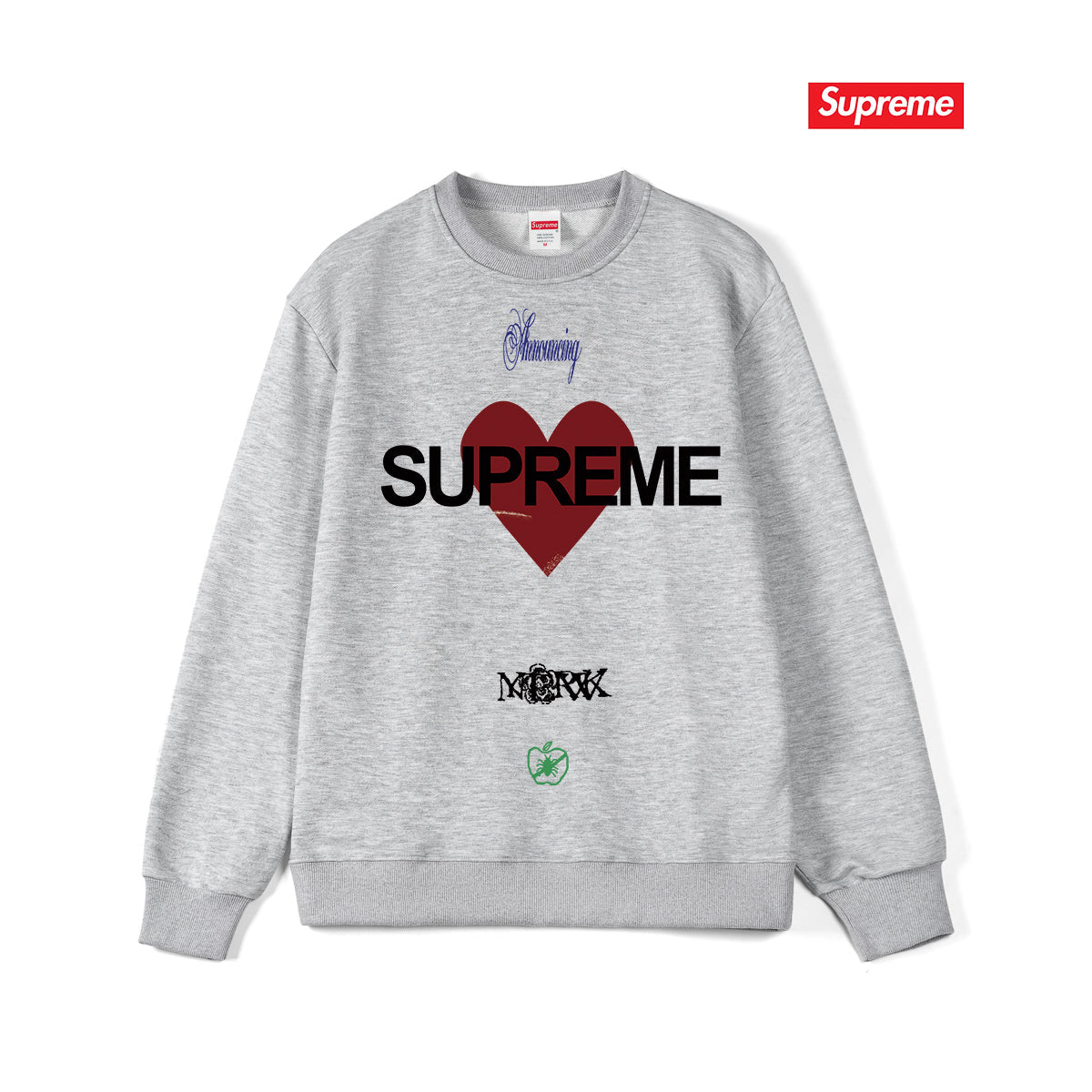 Heart Print Crew Neck Sweatshirt