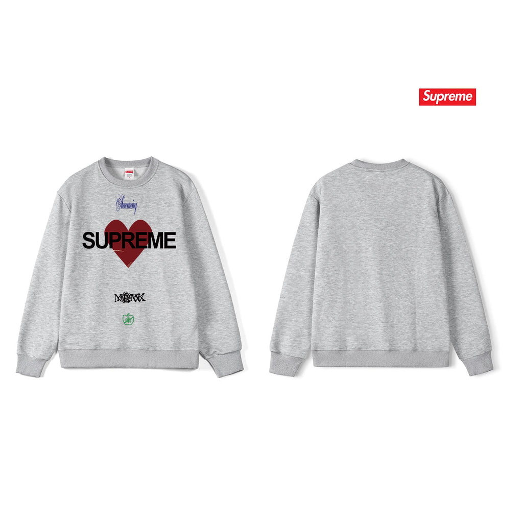 Heart Print Crew Neck Sweatshirt