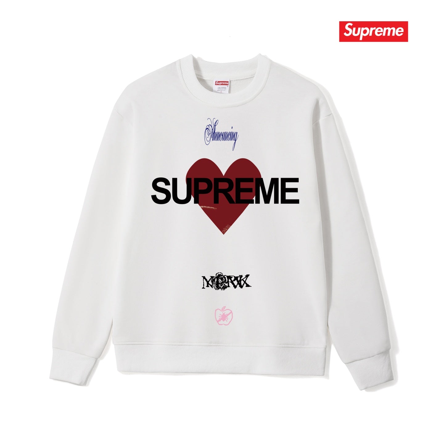 Heart Print Crew Neck Sweatshirt