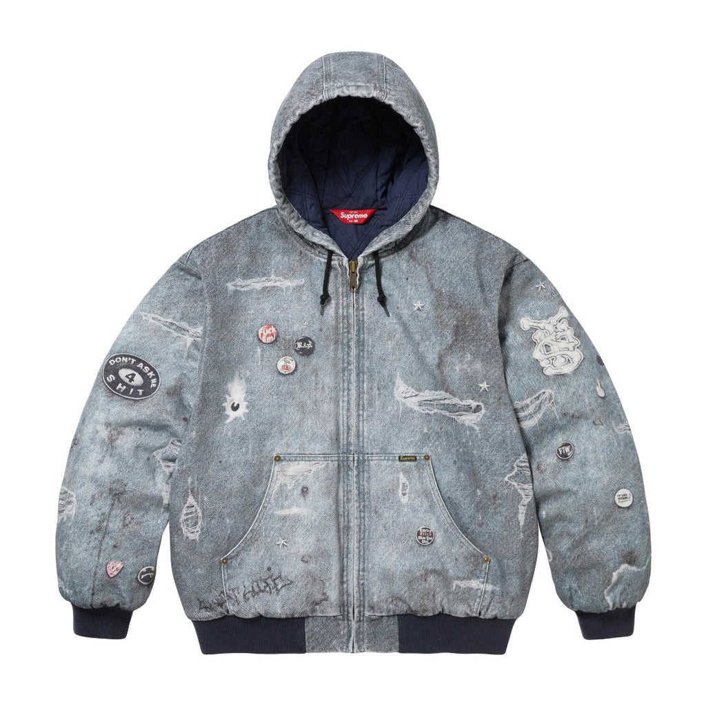Printed hooded cotton jacket