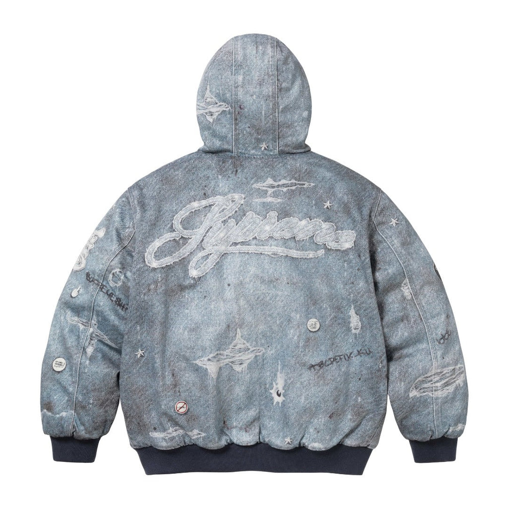 Printed hooded cotton jacket
