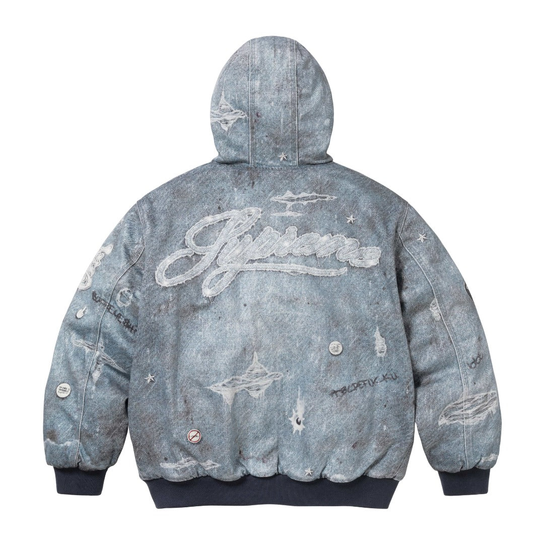 Printed hooded cotton jacket