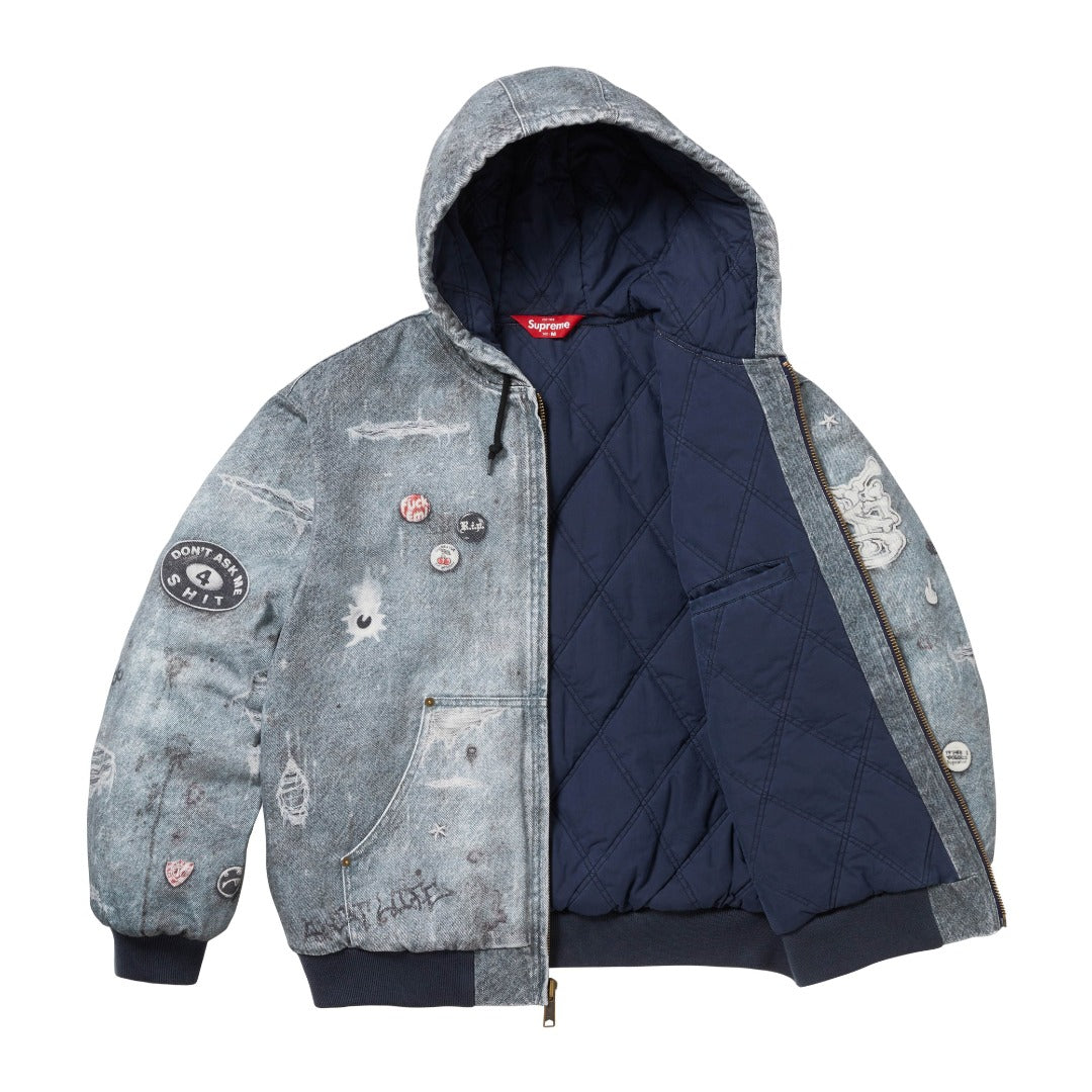 Printed hooded cotton jacket