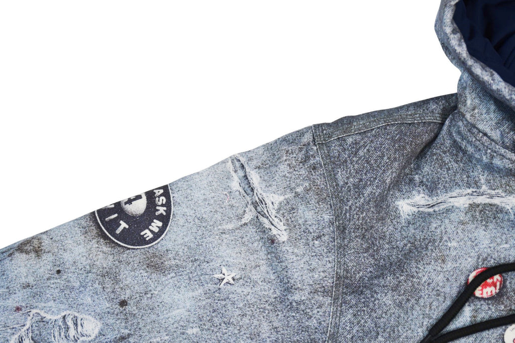 Printed hooded cotton jacket
