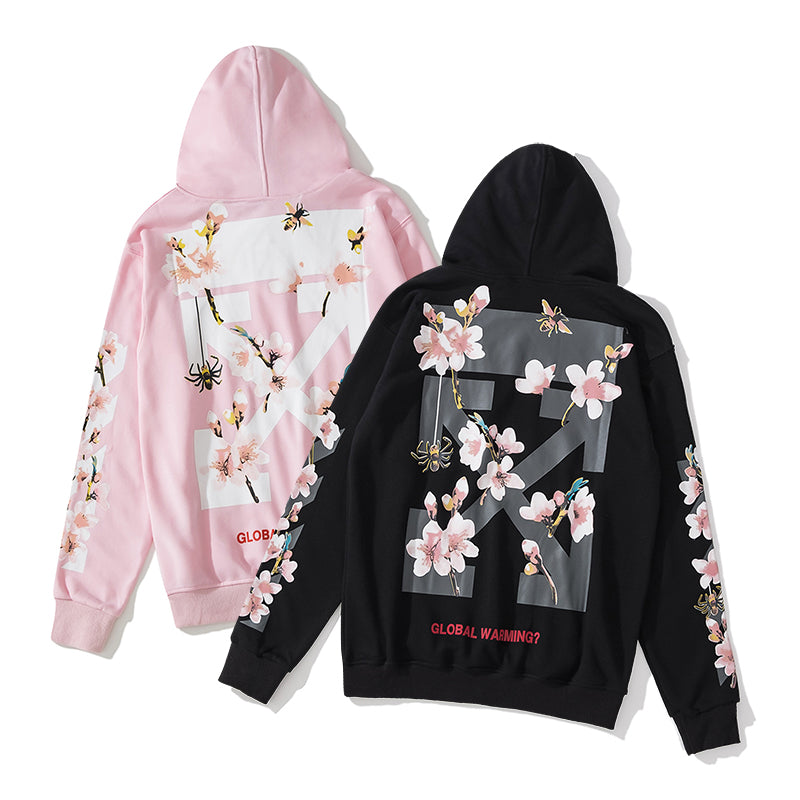 Cherry Blossom Print Pullover Hoodie