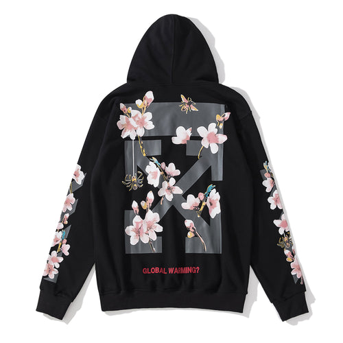 Cherry Blossom Print Pullover Hoodie