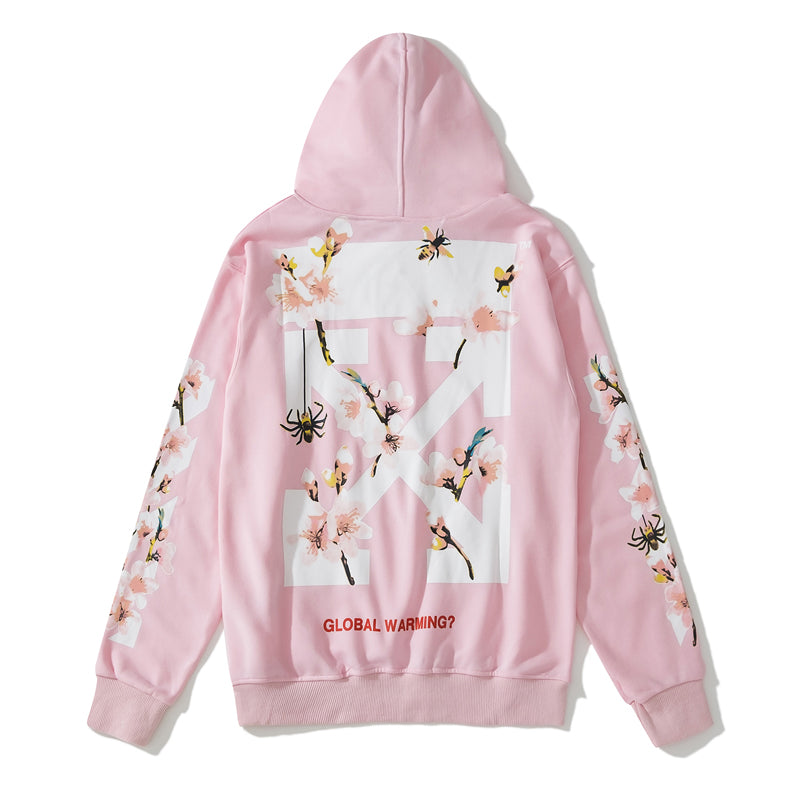 Cherry Blossom Print Pullover Hoodie