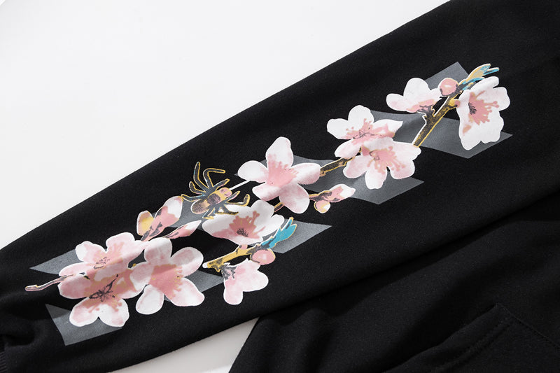 Cherry Blossom Print Pullover Hoodie