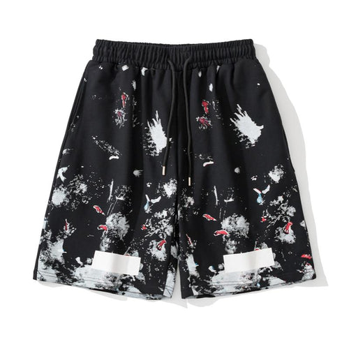 Graphic Print Cotton Shorts Light Luxury Station