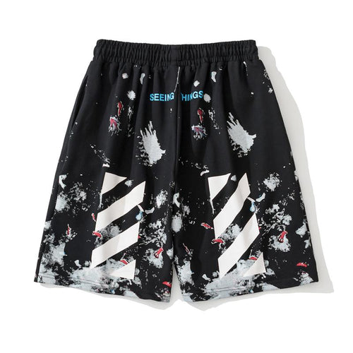Graphic Print Cotton Shorts Light Luxury Station