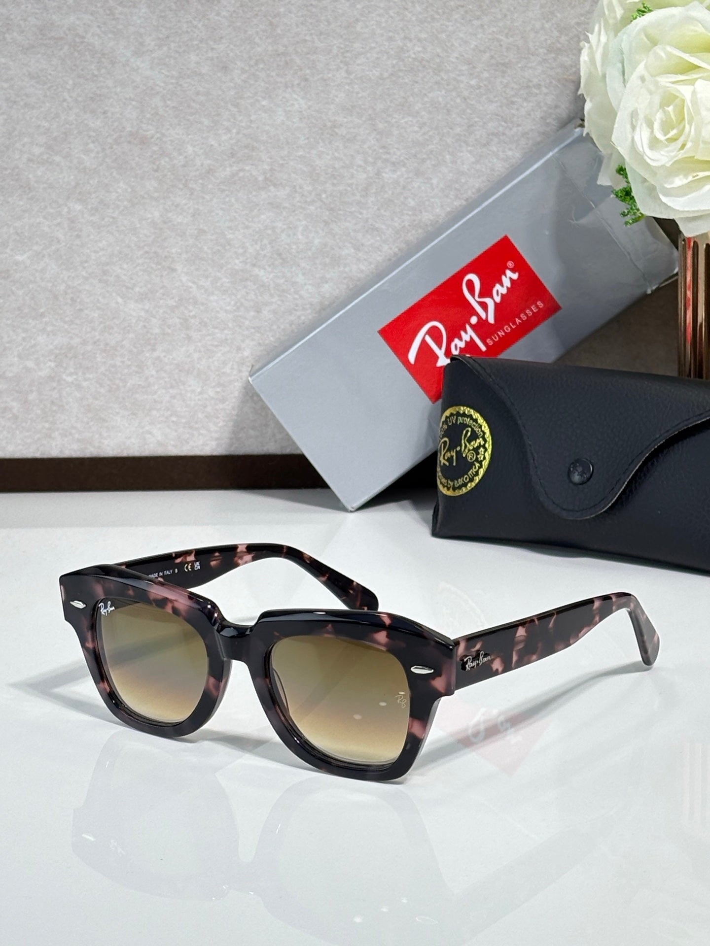Ray-Ban RB2186 State Street Square Sunglasses | Acetate Frame | UV400 | Unisex