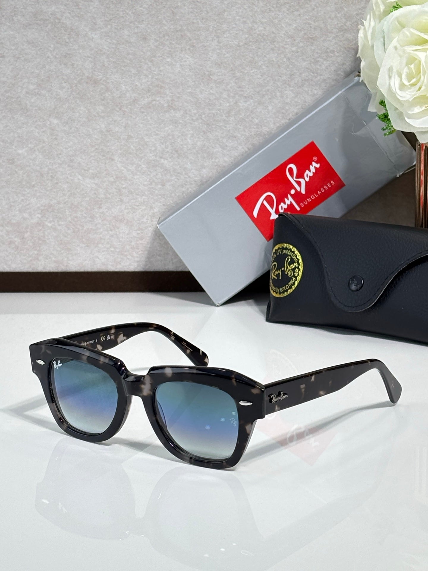 Ray-Ban RB2186 State Street Square Sunglasses | Acetate Frame | UV400 | Unisex