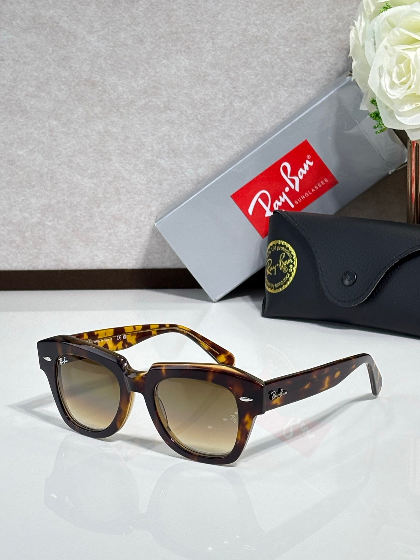Ray-Ban RB2186 State Street Square Sunglasses | Acetate Frame | UV400 | Unisex