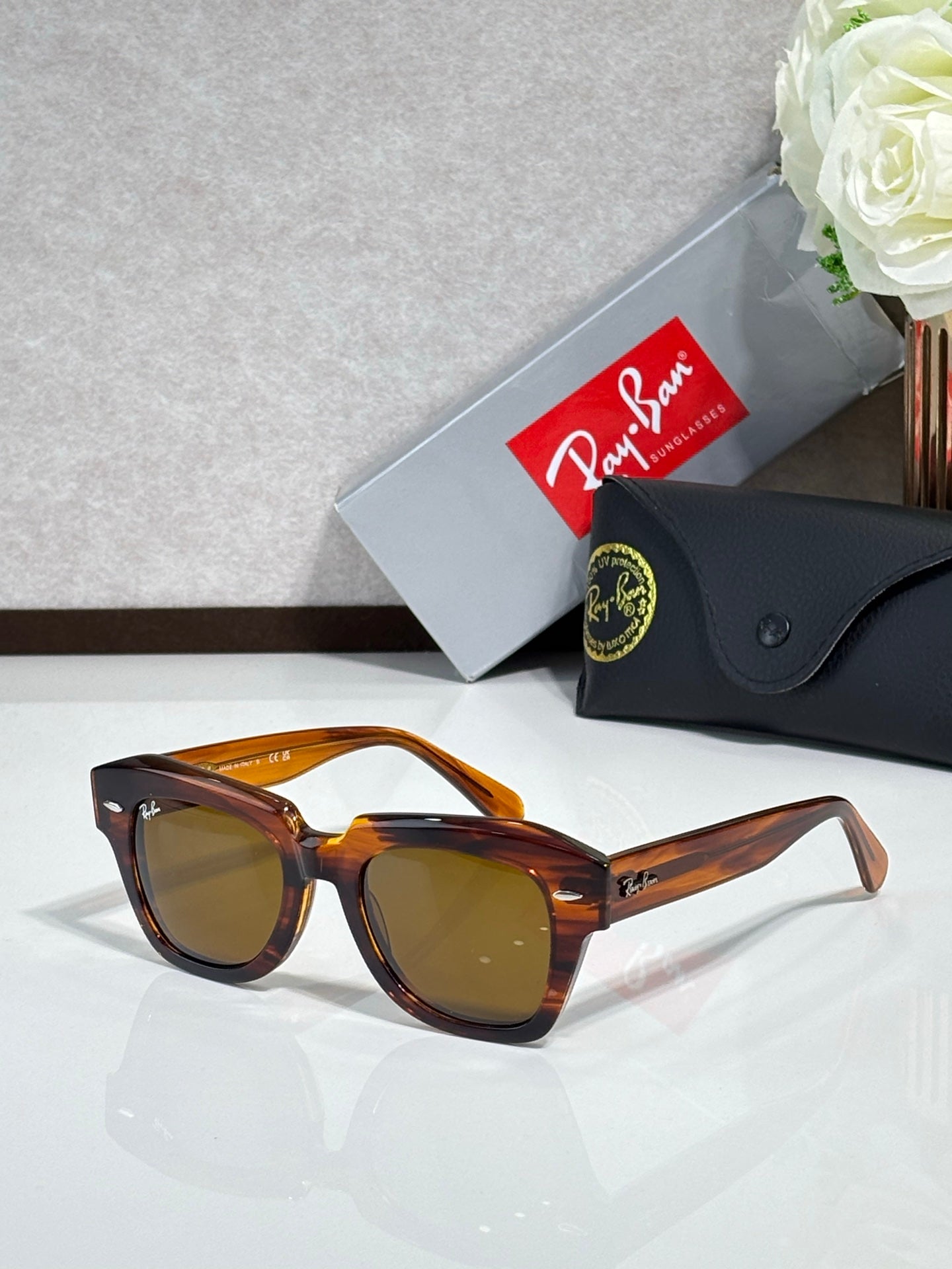 Ray-Ban RB2186 State Street Square Sunglasses | Acetate Frame | UV400 | Unisex