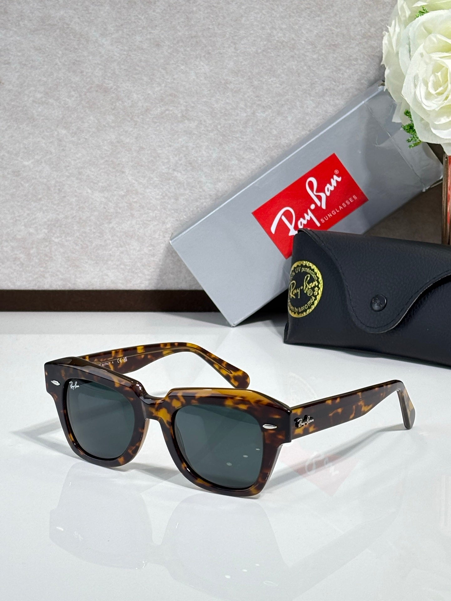 Ray-Ban RB2186 State Street Square Sunglasses | Acetate Frame | UV400 | Unisex