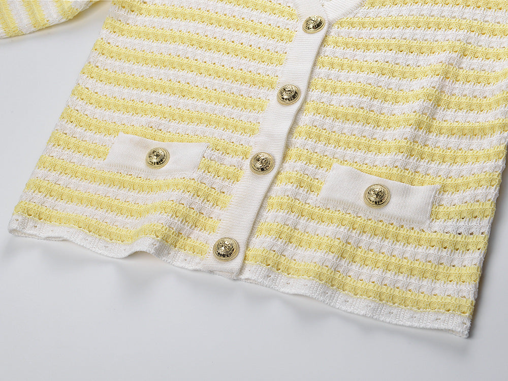 2025SS striped contrast cardigan THOM TREND